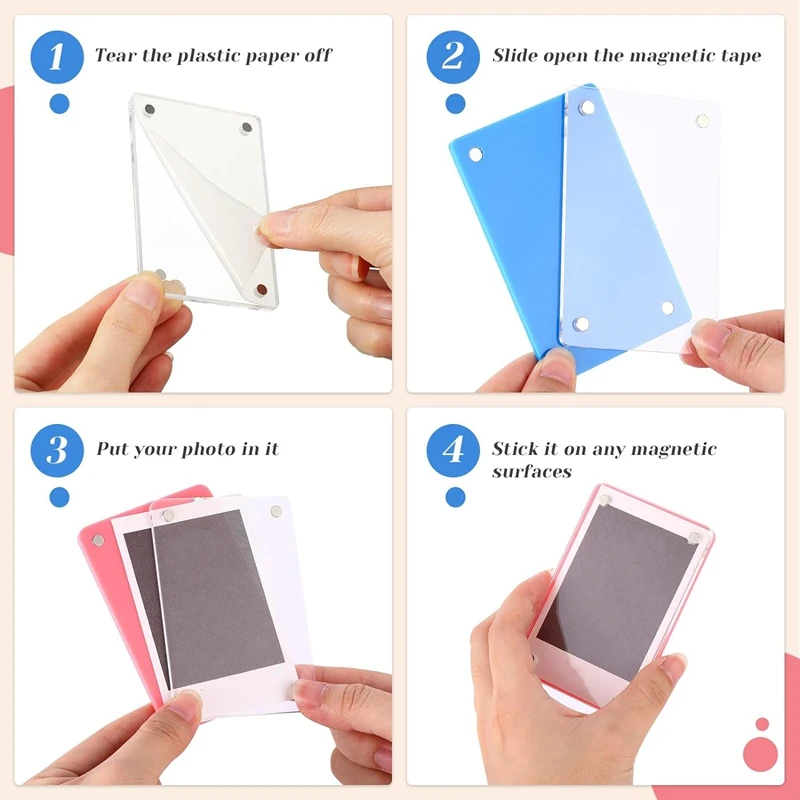 15 Pcs Acrylic Fridge Magnetic Frame Mini Double Sided Refrigerator Magnet Picture Frame