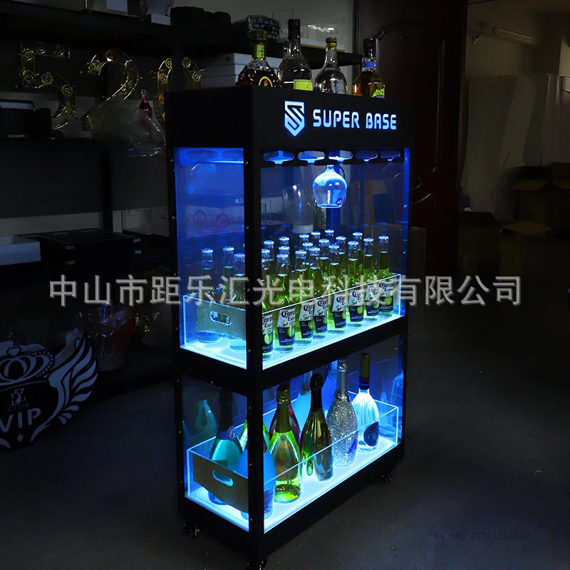 ledIlluminated wine cabinet for bar, red wine and foreign wine display cabinetKTVChampagne cabinetXOAcrylic movable wine rack ca