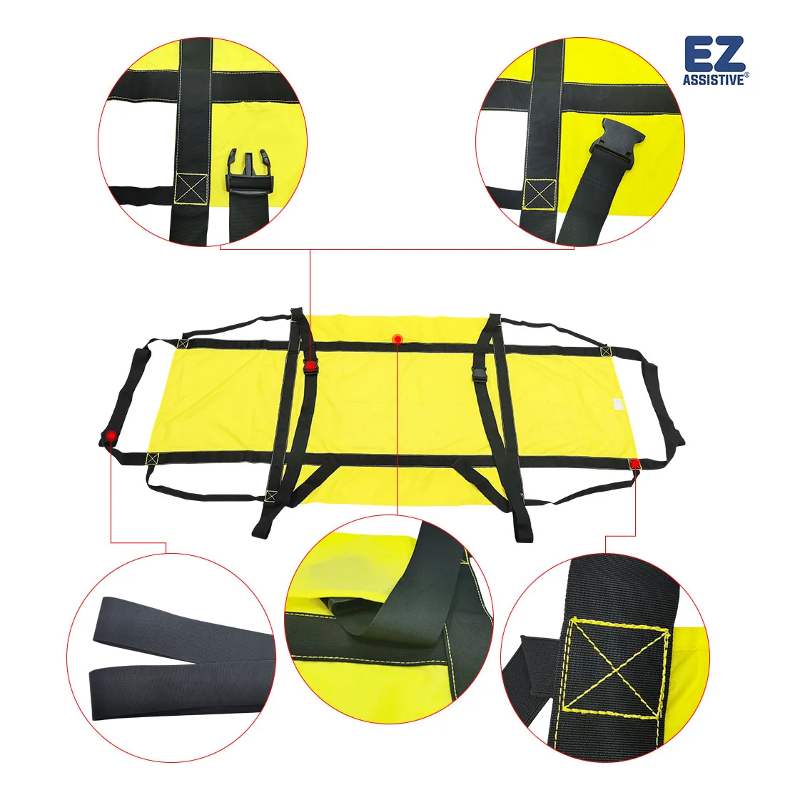 Ehucon Emergency Evacuation Sheet Safety Buckle Belts First Aid Transfer Sheet for Bedridden Patients Nursing Hospital Home Care
