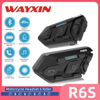 WAYXIN R6s BT5.0 Motorcycle Helmet Intercom Communicator 1200M for 6 Riders Waterproof