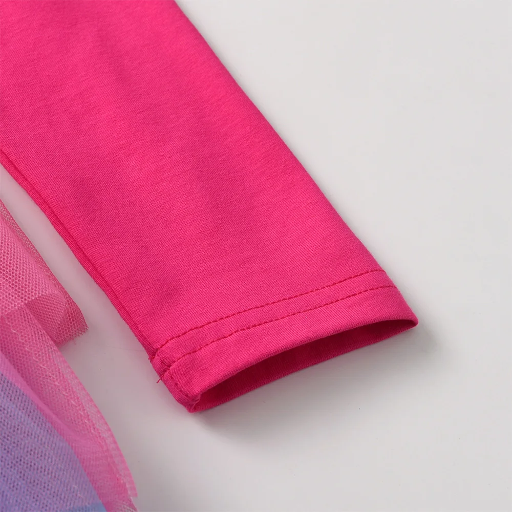 VIKITA Neue Mädchen Einhorn Rosa Kleid Kinder Layered Mesh Tüll Tutu Prinzessin Kleider Kinder Abendkleid Langarm Herbst Frühling Kleid – Detail 7
