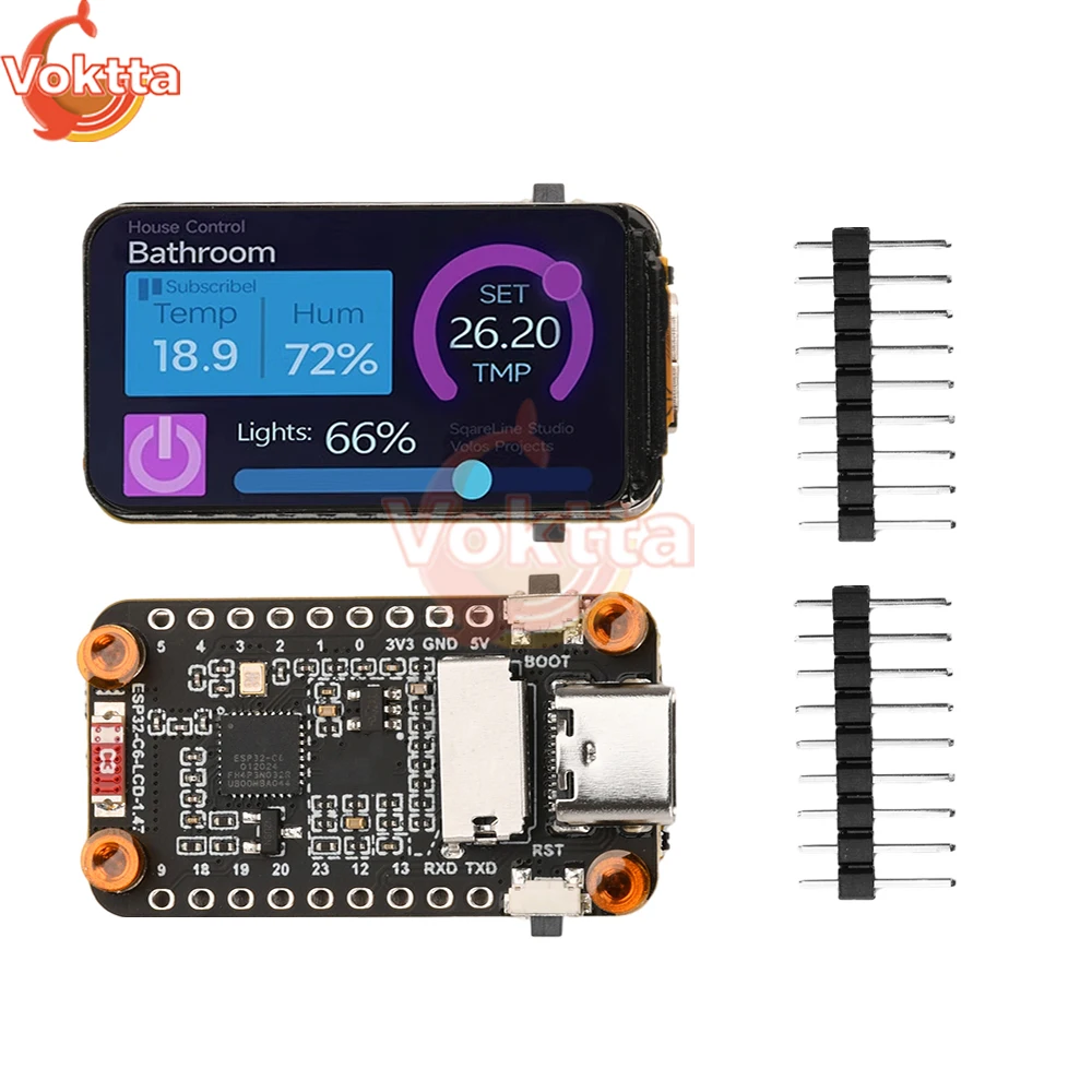 ESP32-C6 1.47-inch LCD Display Development Board 172×320 262K 160MHz Single-core Processor USB Type-C WiFi+BLE Wireless Module