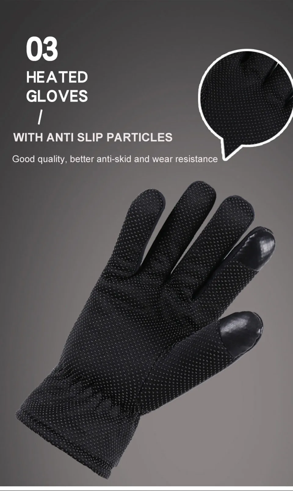 GTUBIKE Winter-Elektro-Heizhandschuhe für Outdoor-Radfahren, wasserdicht, rutschfest, verdickt, für Damen und Herren, mit Touchscreen-Funktion, aus Lammfell. – Detail 8