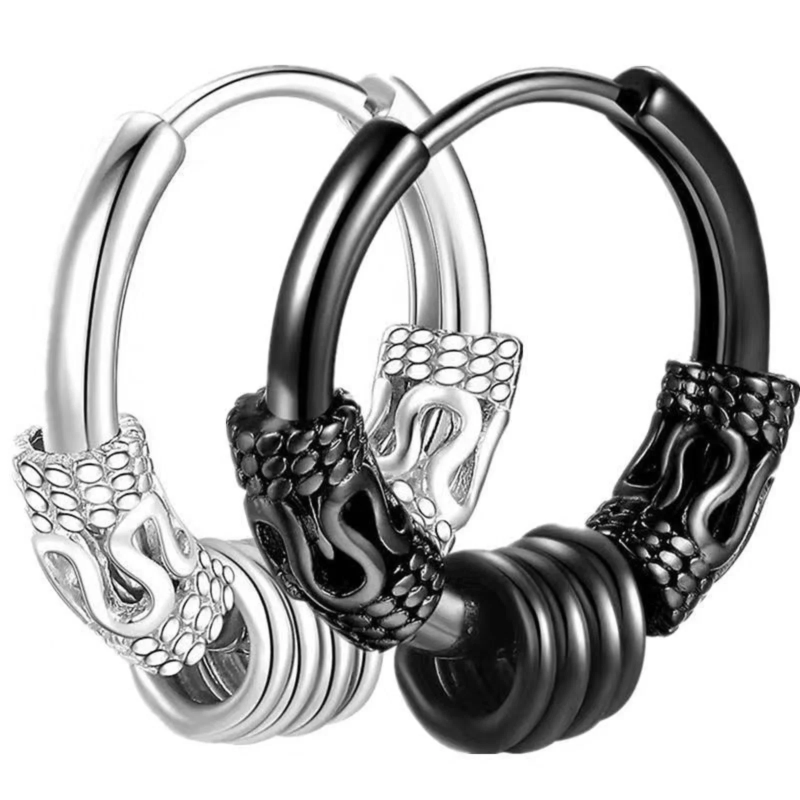 1 Paar runde Piercing-Creolen aus Edelstahl für Herren, schwarz, Goth, Punk, täglich, koreanischer Stil, Damen-Trend, 2025, Modeschmuck