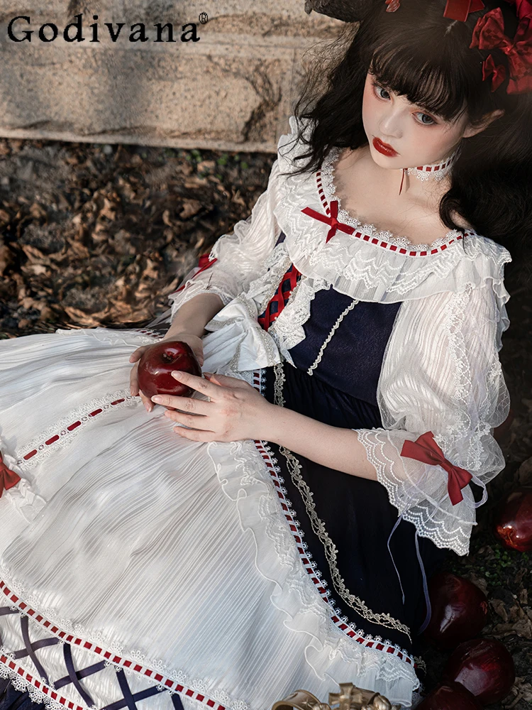

Gorgeous Retro Princess Japanese Original Lolita Dress 2025 Summer New Wedding Daily White OP Doll Collar Half Sleeve Dress