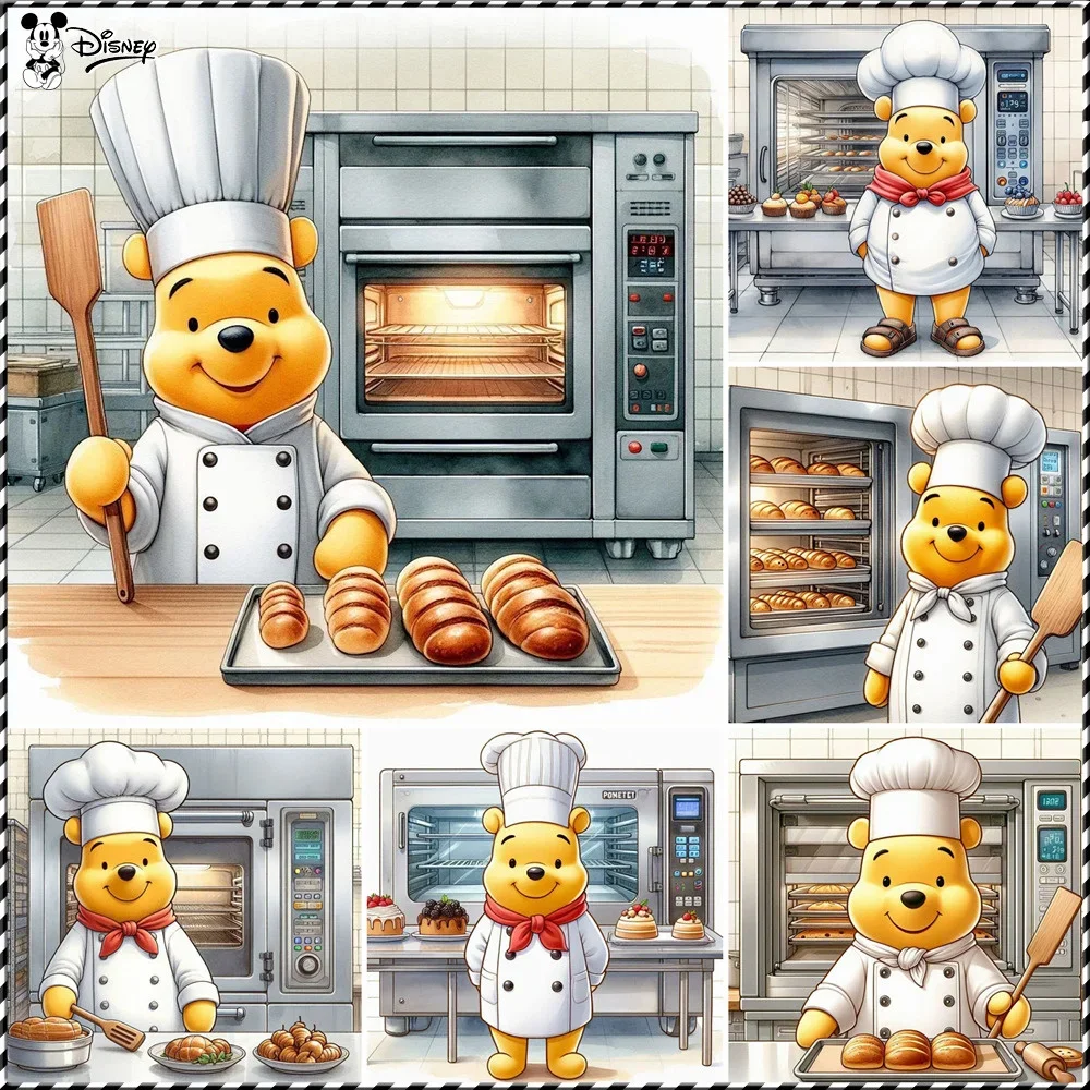 

Disney 5D алмазная живопись Винни Пух шеф-повар кухонная мозаика мультфильм красочные детские украшения дома