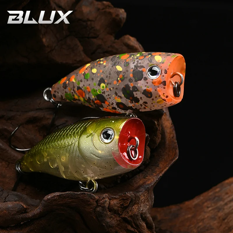 BLUX POKO Topwater Popper 35mm 3g Stream Trout Bass Fishing Lure Plastic Bait Creek Floating Freshwater Artificial Hard Lure