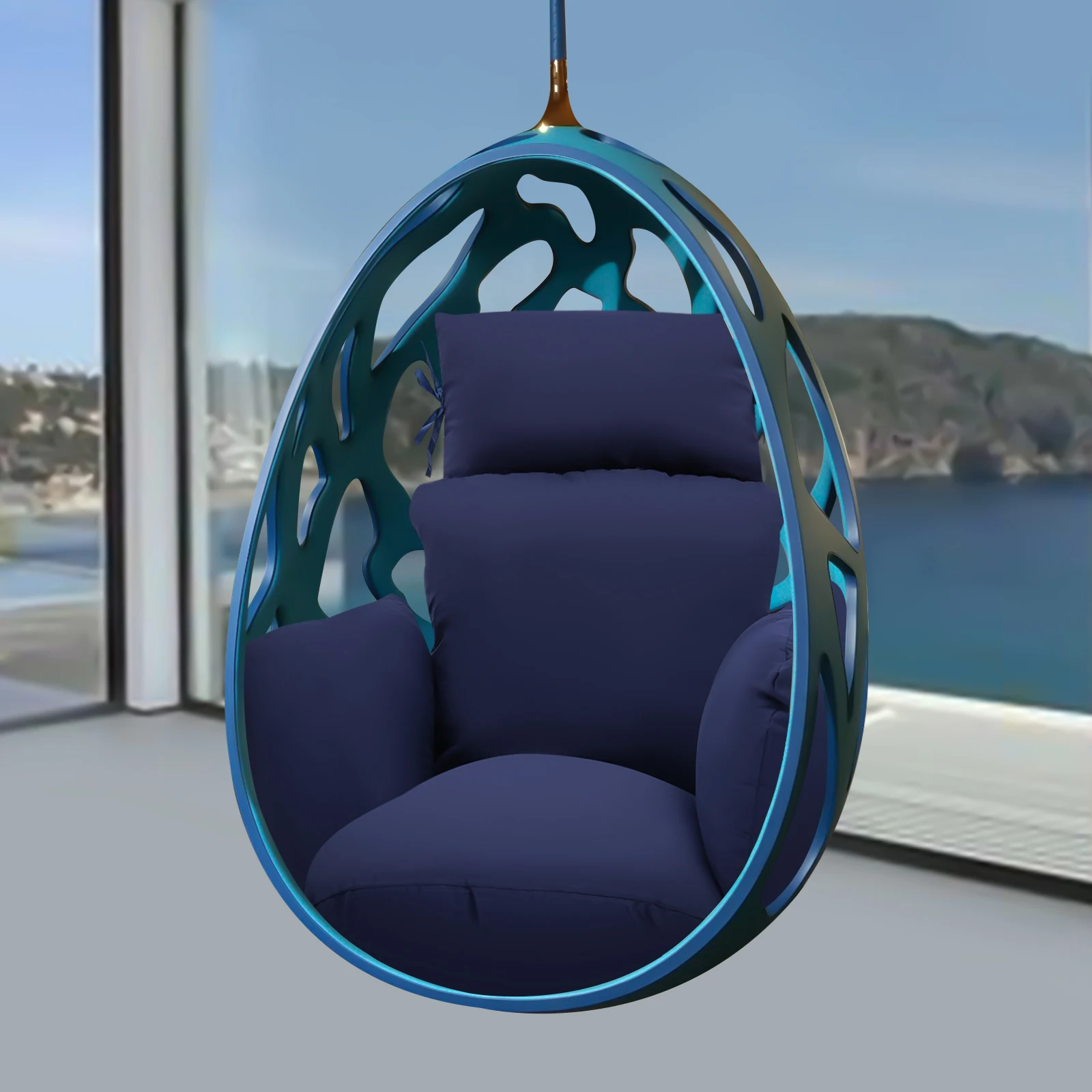 Egg Chair Cushion Thickened Hanging Basket Swing Cushion with headrest and backrest 50*47cm Home Textile