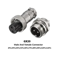 GX20 2/3/4/5/6/7/8/9/10/12 Pin Male And Female Connector Electrical Aviation Plug