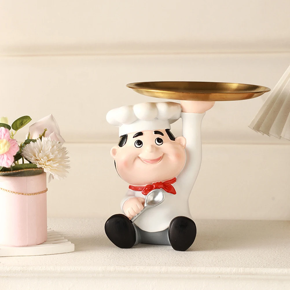 

Resin Stainless Steel Chef Storage Tray Elegant Living Room Kitchen Decor Desktop Ornament Jewelry Display Holder