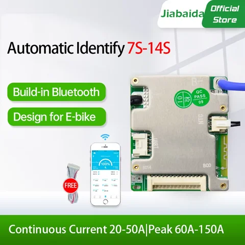 JBD BMS Automized Identify 7s-14s 7S 8S 9S 10S 11S 12S 13S 14S 20A 30A LFP NMC Smart BMS 24V 36V 48V Battery Management System