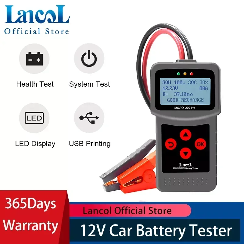 Lancol Micro200Pro 12v probador de capacidad de batería probador de batería de coche para taller de garaje herramientas automáticas mecánicas