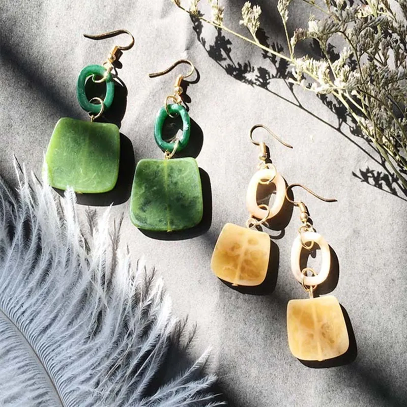 Simple Design Fashion Big Geometric Stud Earrings For Women Girl Square Stitching Earrings Party Jewelry Pendientes Brincos Gift
