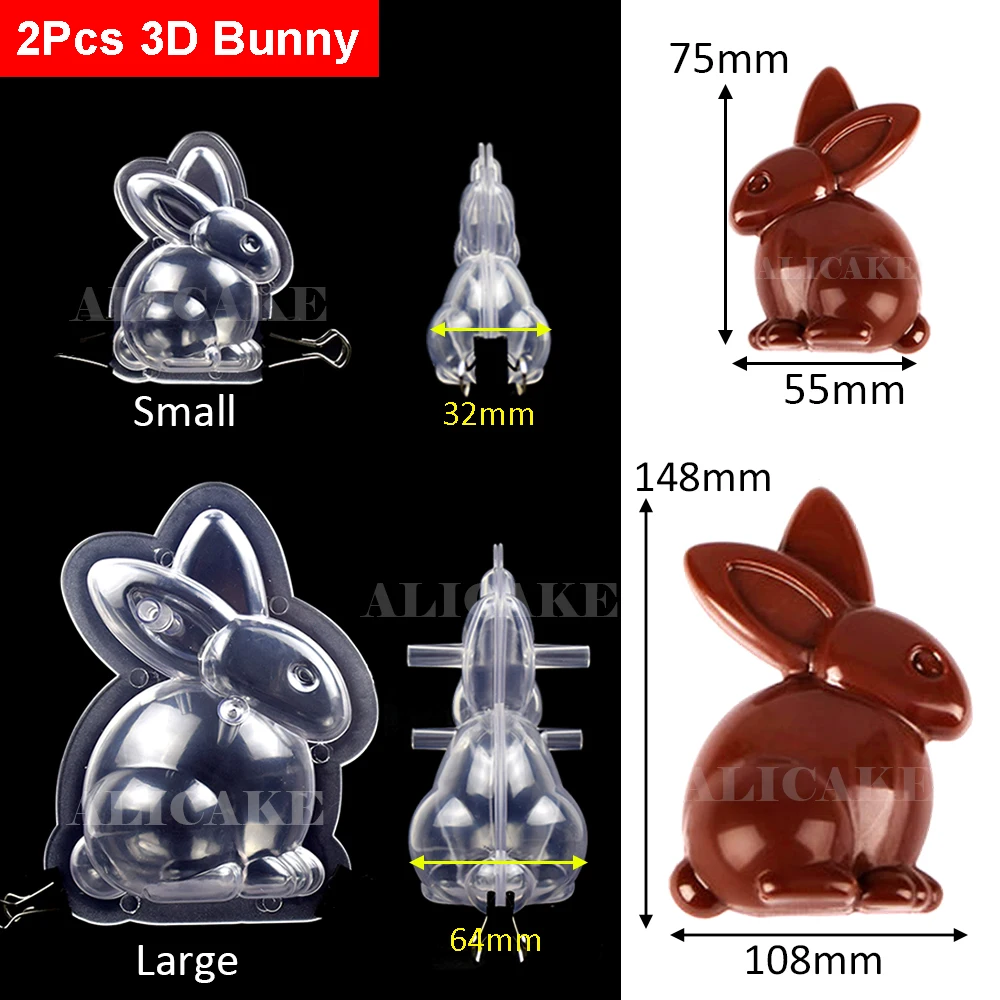 9 Shapes Polycarbonate Chocolate Moulds Forms Tray 3D Easter Bunny Eggs Rabbit Chocolate Molds Form for Confectionery Cake Molds