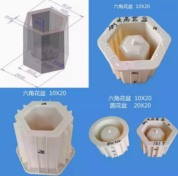 ABS concrete mix round square hexagonal flower pot plastic mould cement pot flower pot plastic moulds