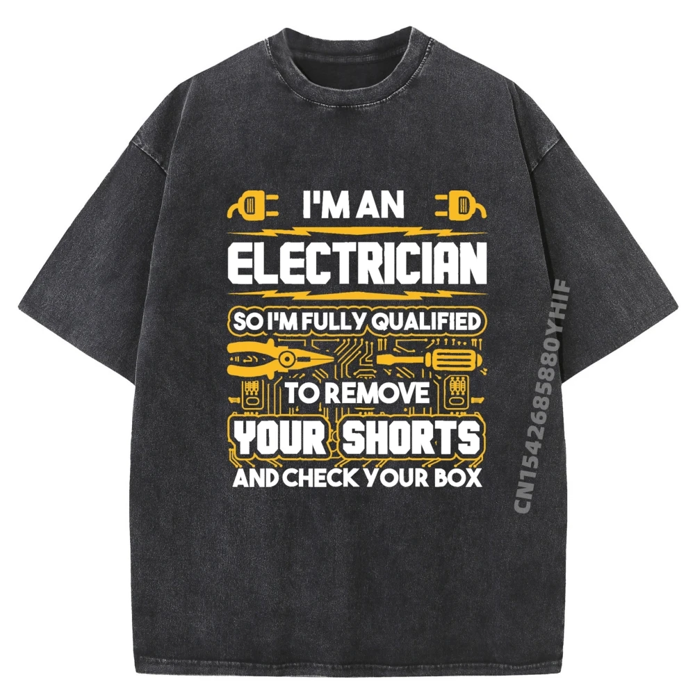 

Funny Electrician I Im An Electrician Graphic Shirts Mens Printed T-Shirt Outdoor Washed Tee Halloween