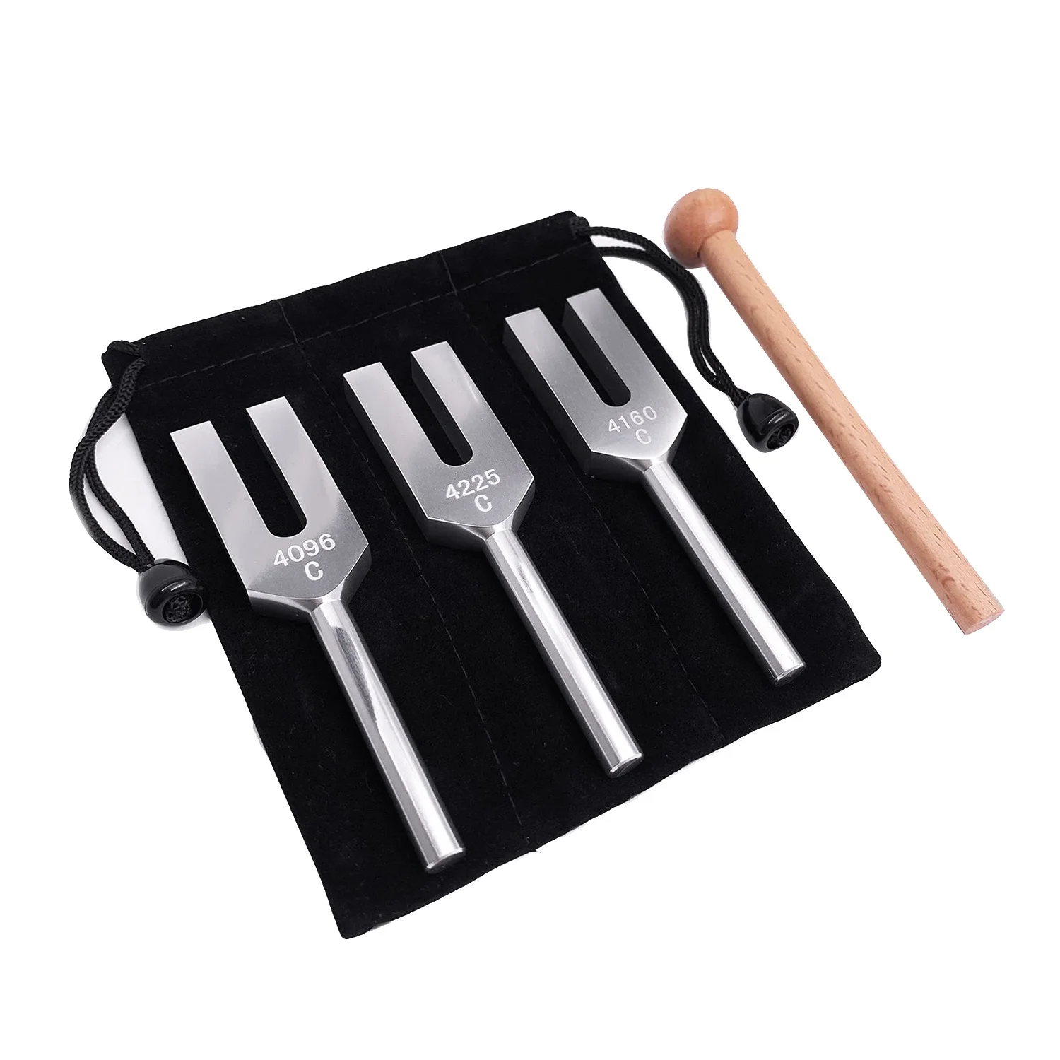 tuning forkTuning Forks Set 4096 Hz 4160 Hz 4225 Hz Tuning Forks Set Tuning Fork with Wooden Hammers and Cloth Bag Style 2