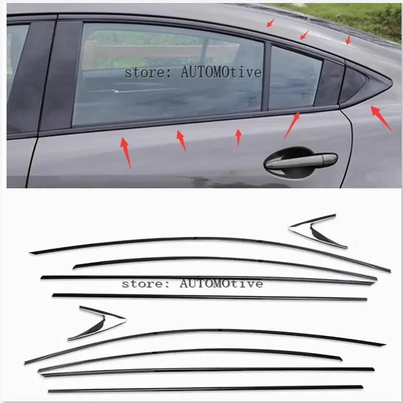 FOR 10PCS New Mazda 6 Window Trim Car Shutter 2018 2019 2020 Mazda6 Body Kit Car Window Refit Black Decoration Accessories M6