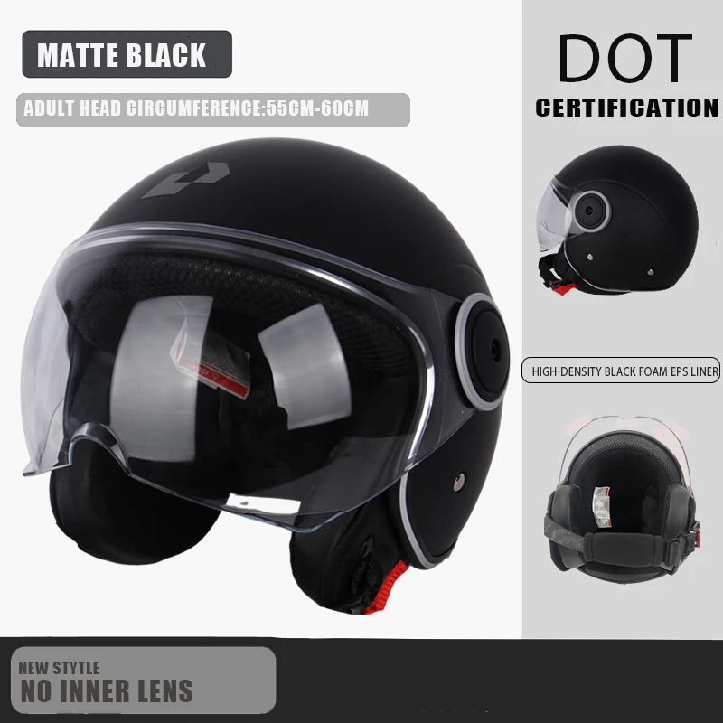 DOT gecertificeerde vintage open helm motorfiets open helm retro 3/4 helm cruise casco casque moto heren dames - afbeelding 1