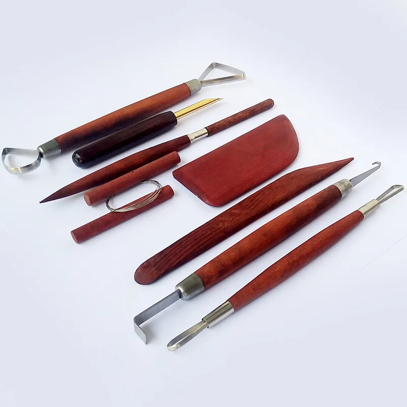 8 Sets of Pottery Mahogany Model Clay Sculpture Carving Tools Crafts Making Art Supplies DIY Pinch Carving Pull Embryo