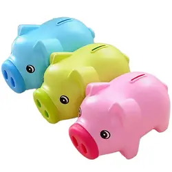 1 Pcs Creative Design Cartoon Piggy Bank Multiple Color Cartoon Transparent Piggy Bank Children Gifts Plastic Save Moneny Toys