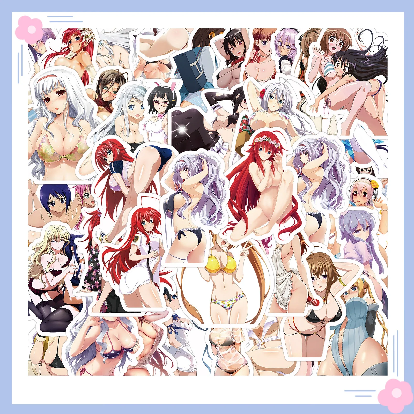 2023 New 52Pcs Japanese Anime Character Waifu Cute Girl Sexy Bikini High Quality Waterproof Car Sticker Graffiti Sticker