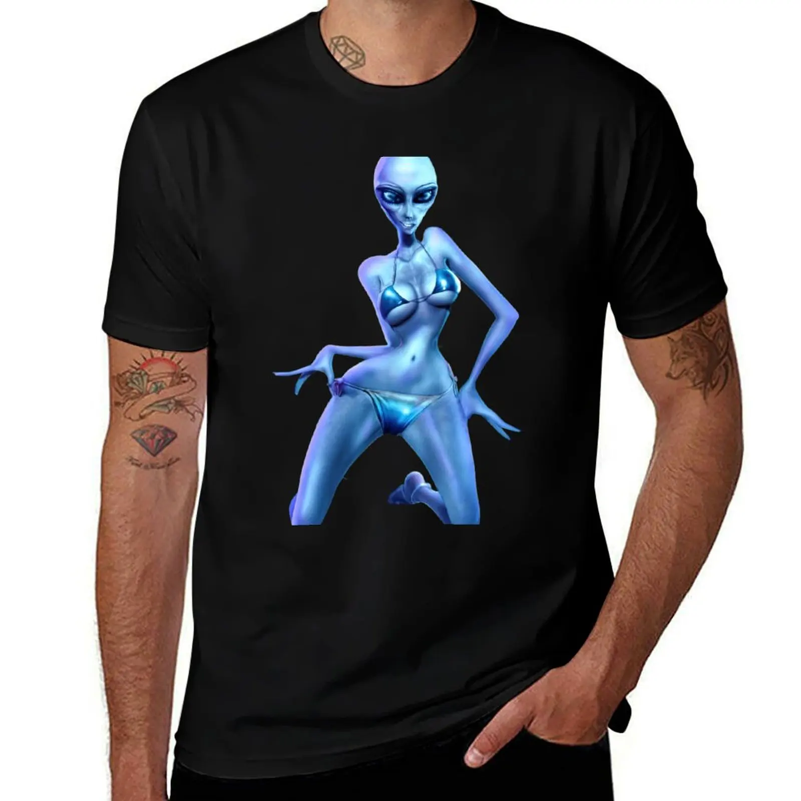 Alien Bikini Girl By Alien Complex T-Shirt Lightweight Basic Short Sleeve Shirt