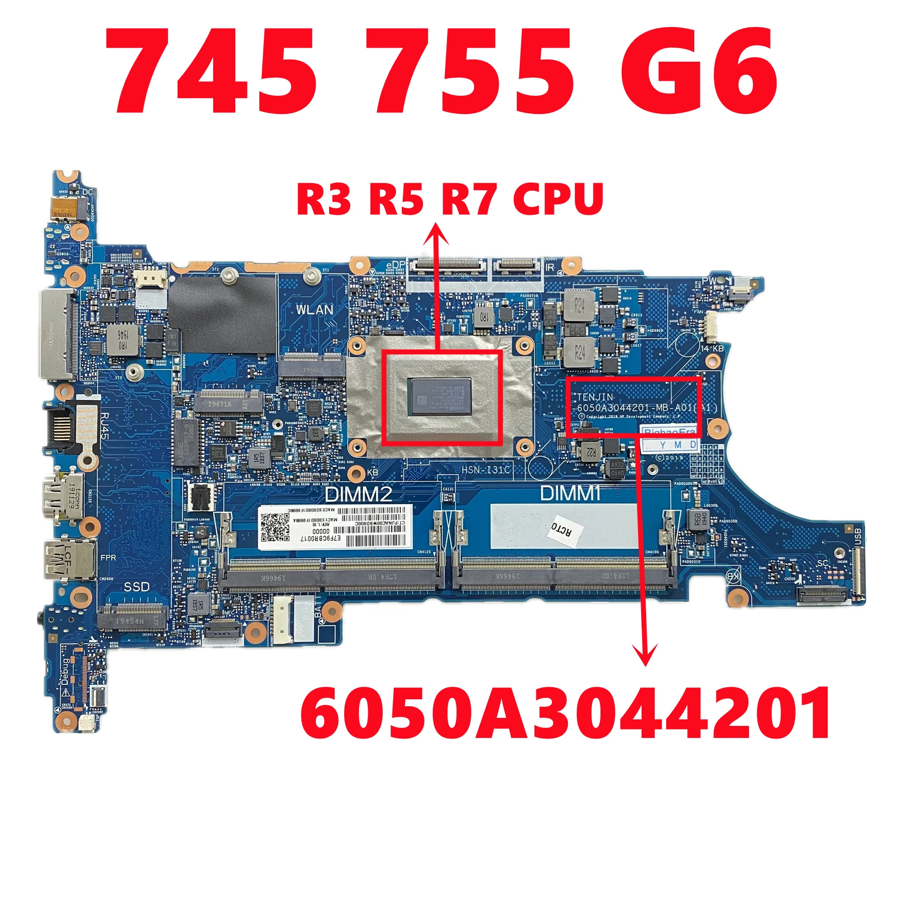 

6050А 3044201 Материнская плата для ноутбука HP EliteBook 745 G6 755 G6 с процессором R3 R5 R7 DDR4 UMA, 100% протестировано, ОК