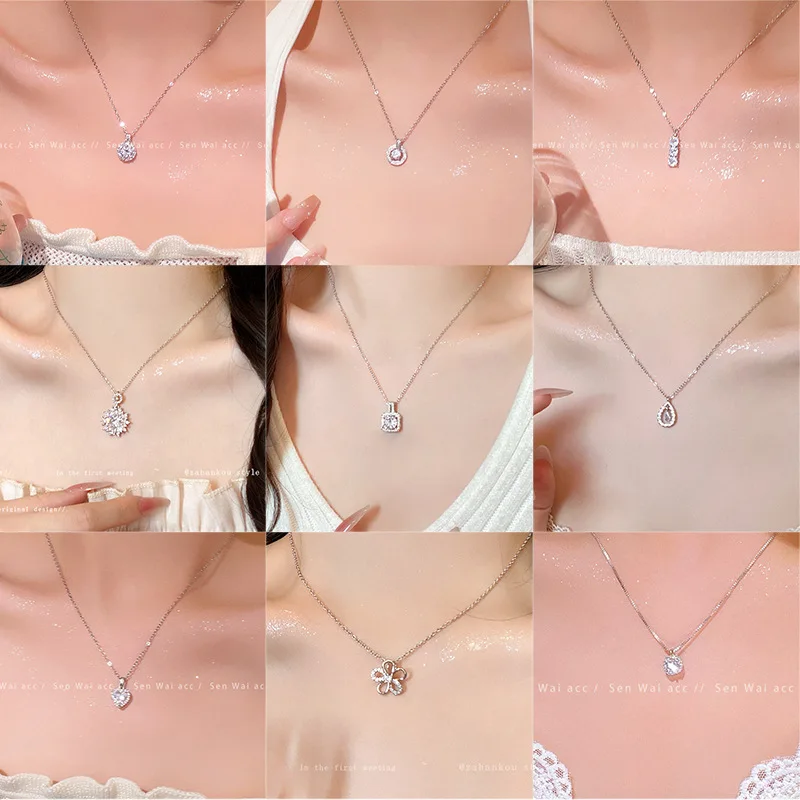 

Hot New Arrival Shine Zircon Titanium Steel Clavicle Chain Necklace For Women Fashion Jewelry