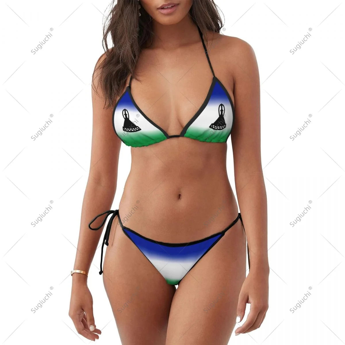 

Women Girls Bikini Lesotho Flag Swimsuit Sets Three Point Beachwear Swimming Bathing Beach Party Suits Sexy Mujer