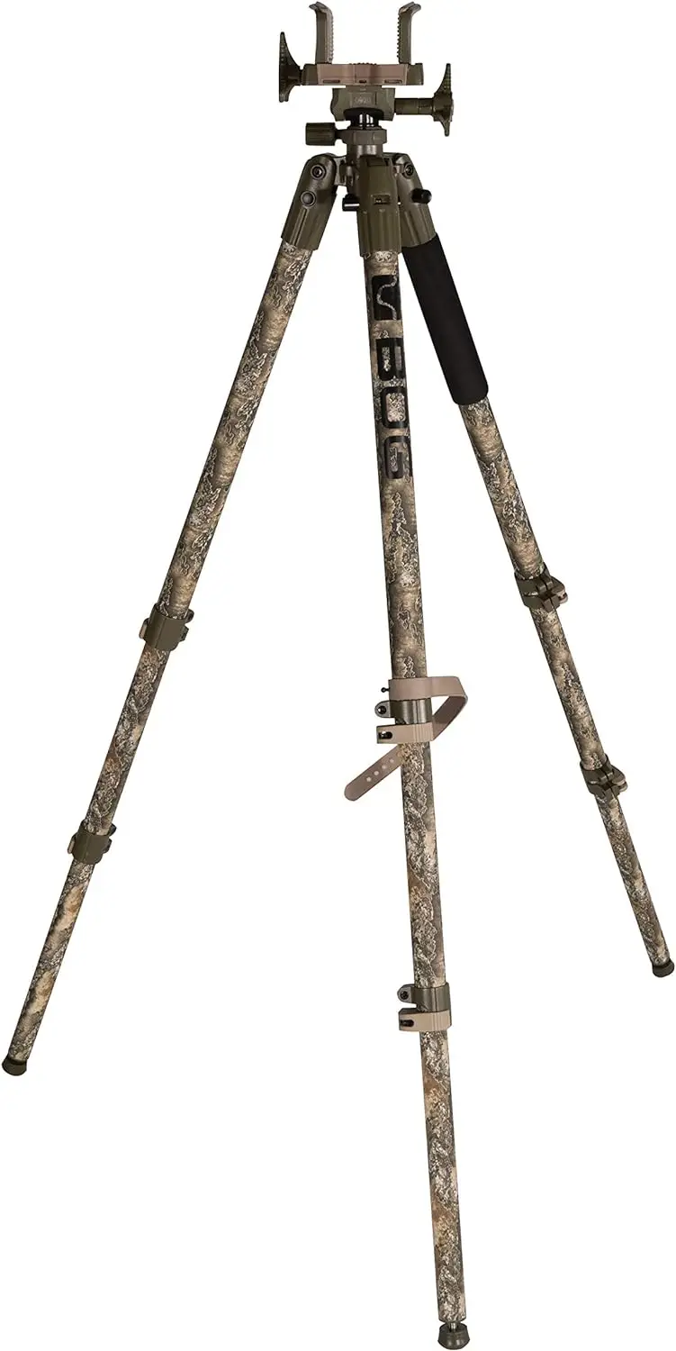 

Camo Tripod with Durable Aluminum Frame, Lightweight, Stable Design, Bubble Level, Adjustable Legs, and Hands-Free Operation