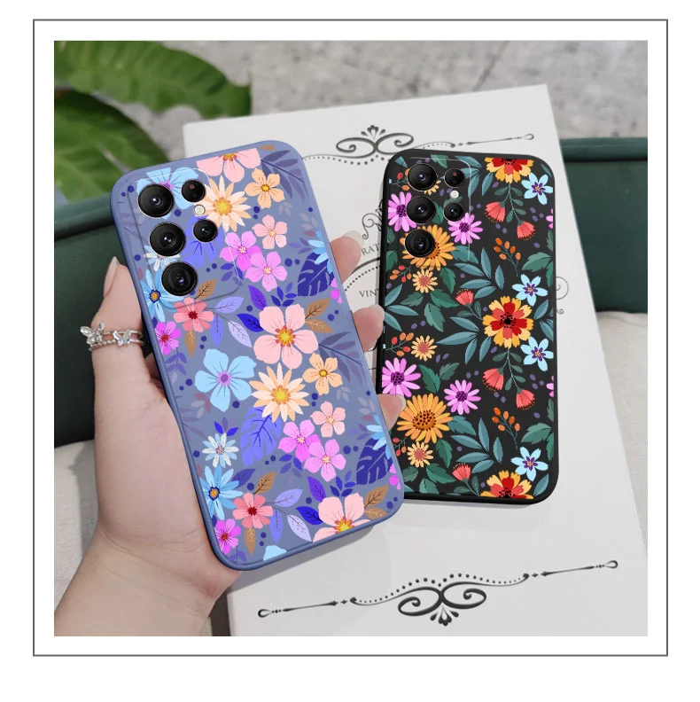 Auffällige Blumen Handyhülle für Samsung Galaxy S25 S24 S23 S22 S21 S20 Ultra Plus FE Note 20 Ultra 10 9 Plus Cover – Detail 2