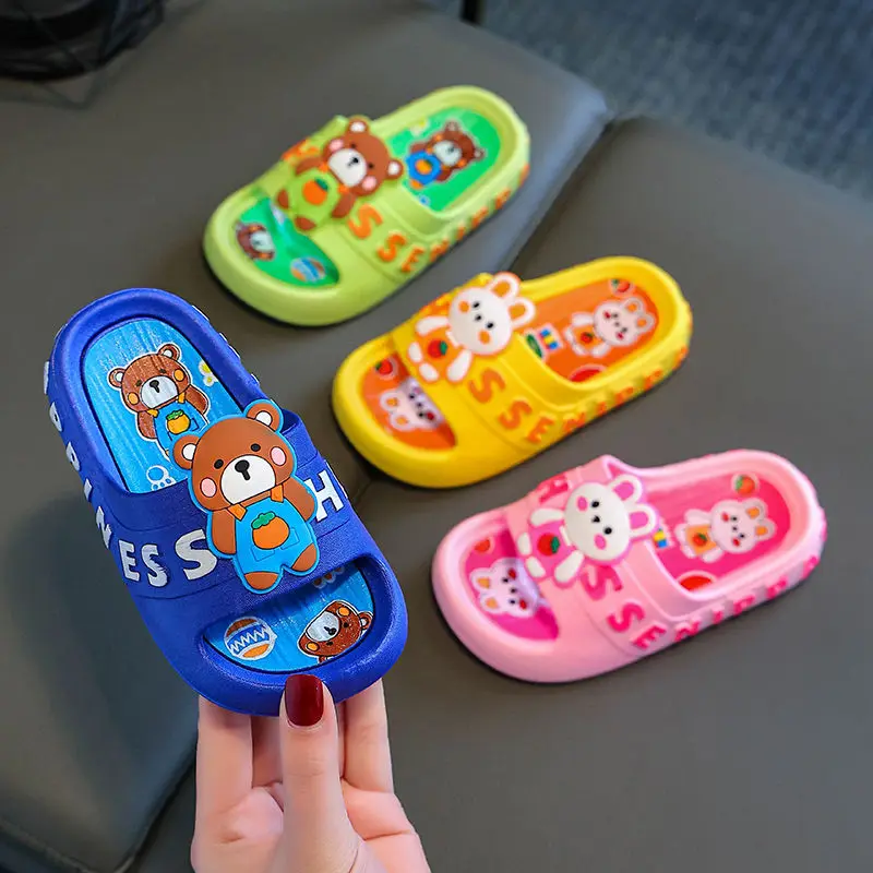 

Children's Slippers, Girls' Cartoon Teddy Bear Soft Bottom Anti Slip Slippers, Boys' Poop Feeling Anti Slip Bathroom Slippers