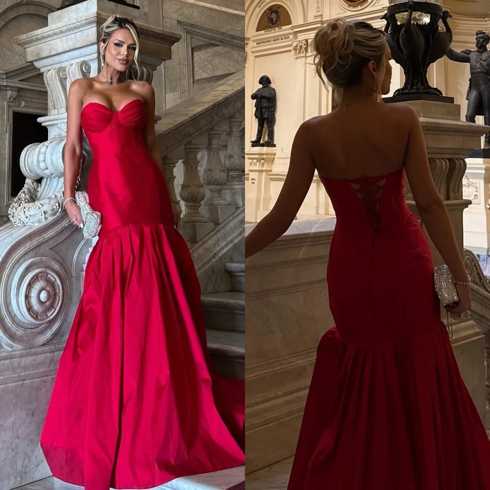 

Customized Modern Style Classic Pleat Mermaid Strapless Long Dresses Bespoke Occasion Dresses Sizes Available Exquisite Fashion