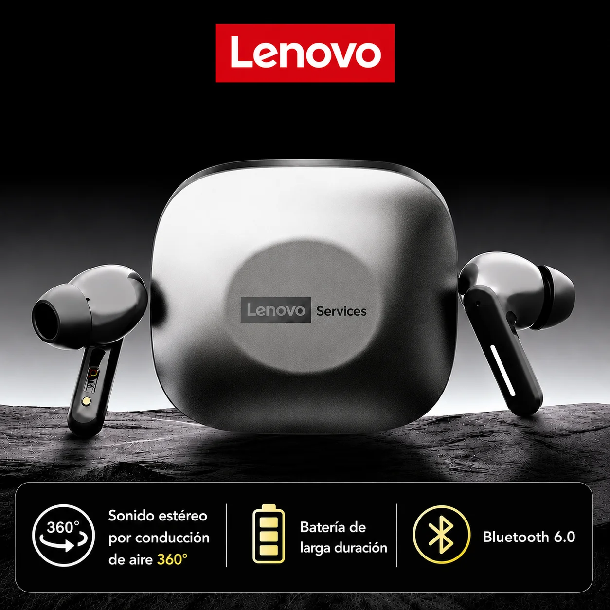Nuevos auriculares inalámbricos Bluetooth Lenovo LE209, auriculares Bluetooth para música y negocios, llamadas HD con micrófono, batería de 30H, auriculares para juegos