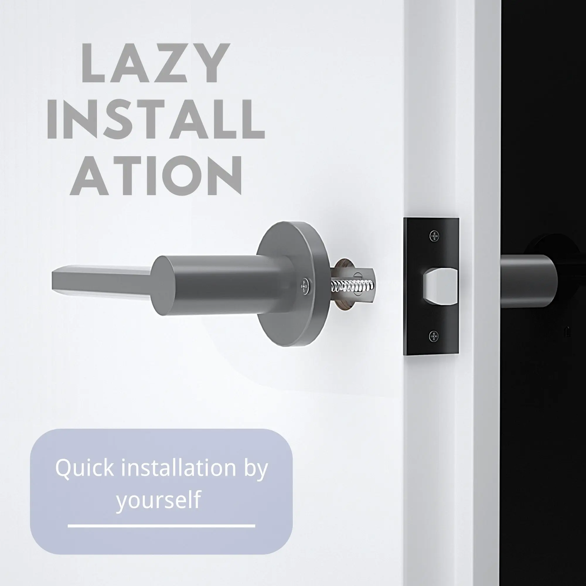 VERQNI MANIGLIE & ACCESSORI HRAG-238 Moderne Runde Matte Dark Grau Hebel Türgriff Lock Set Innen Wichtigsten Tür