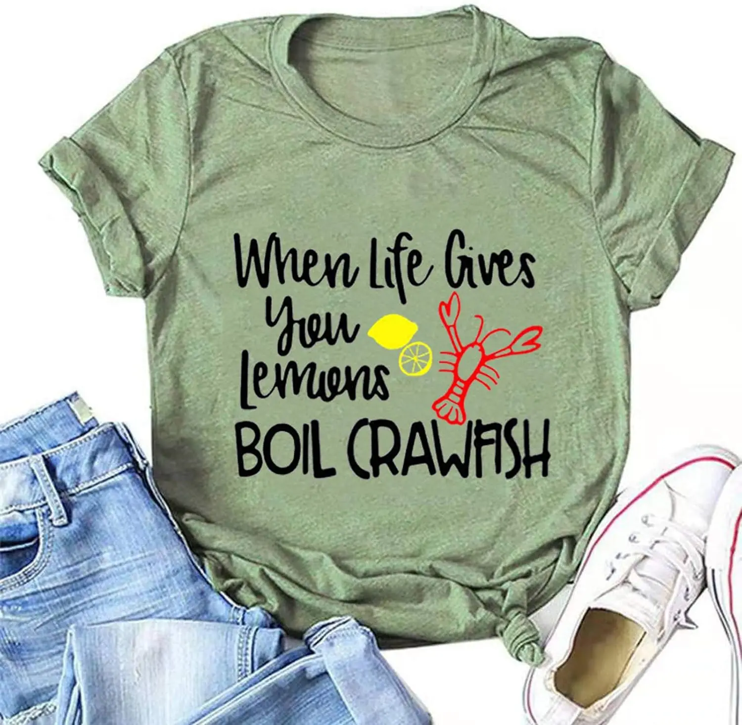 YourTops Women When Life Gives You Lemons Boil Crawfish T-Shirt