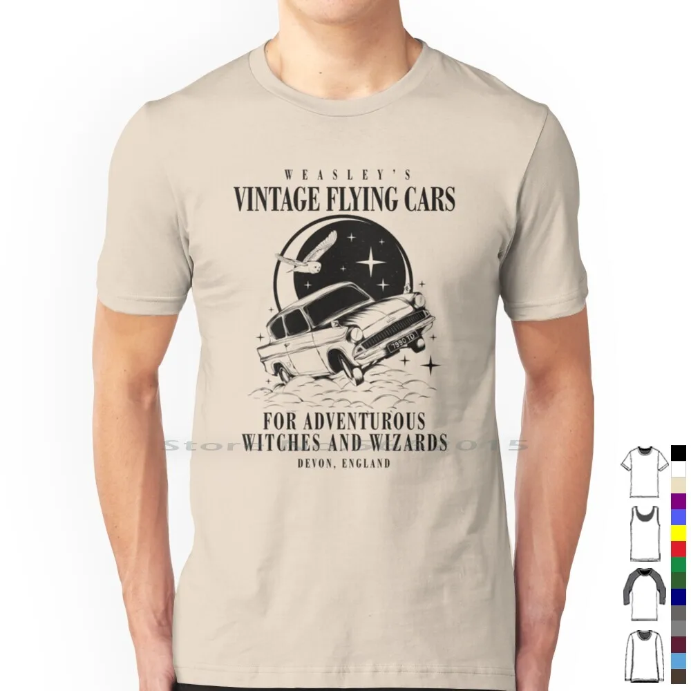 Vintage Flying Cars 100% Cotton T Shirt Snape Potterhead Rubeus Hagrid Ron Weasley Dumbledore Sirius Black Hedwig Professor