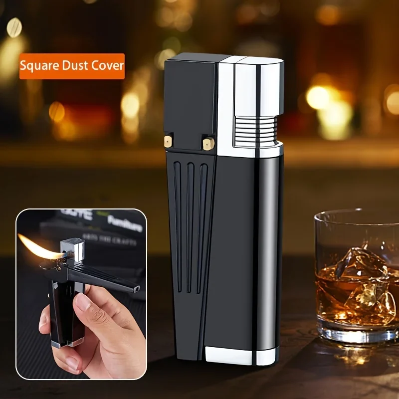 

Hot Oblique Free Fire Torch Lighter Grinding Wheel Oil Lighter Key Chain Metal Cigar Cigarette Lighters Creative Gadget for Man