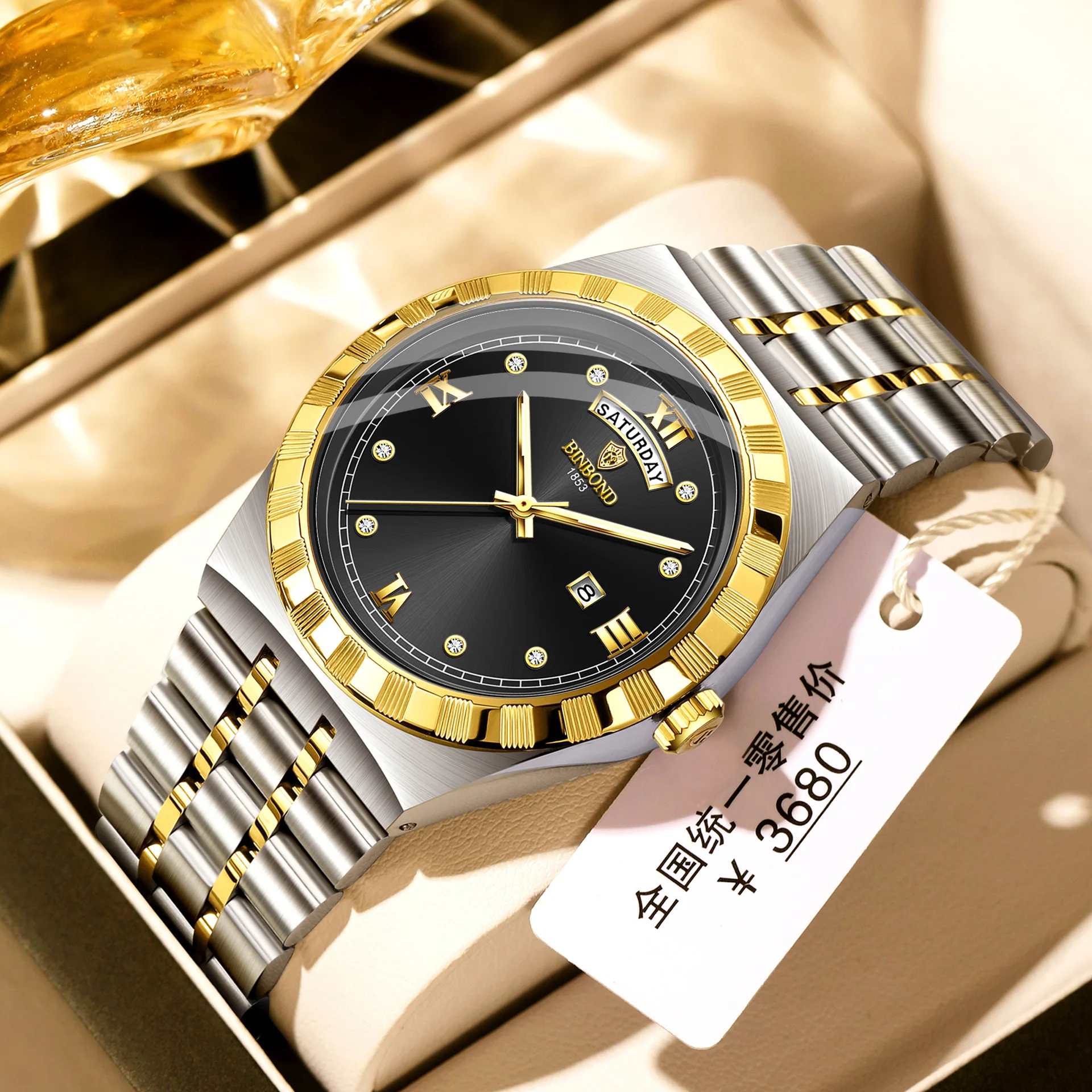 Мужские часы, модный модный ночник, двойной календарь, водонепроницаемые простые часы, мужские кварцевые часы