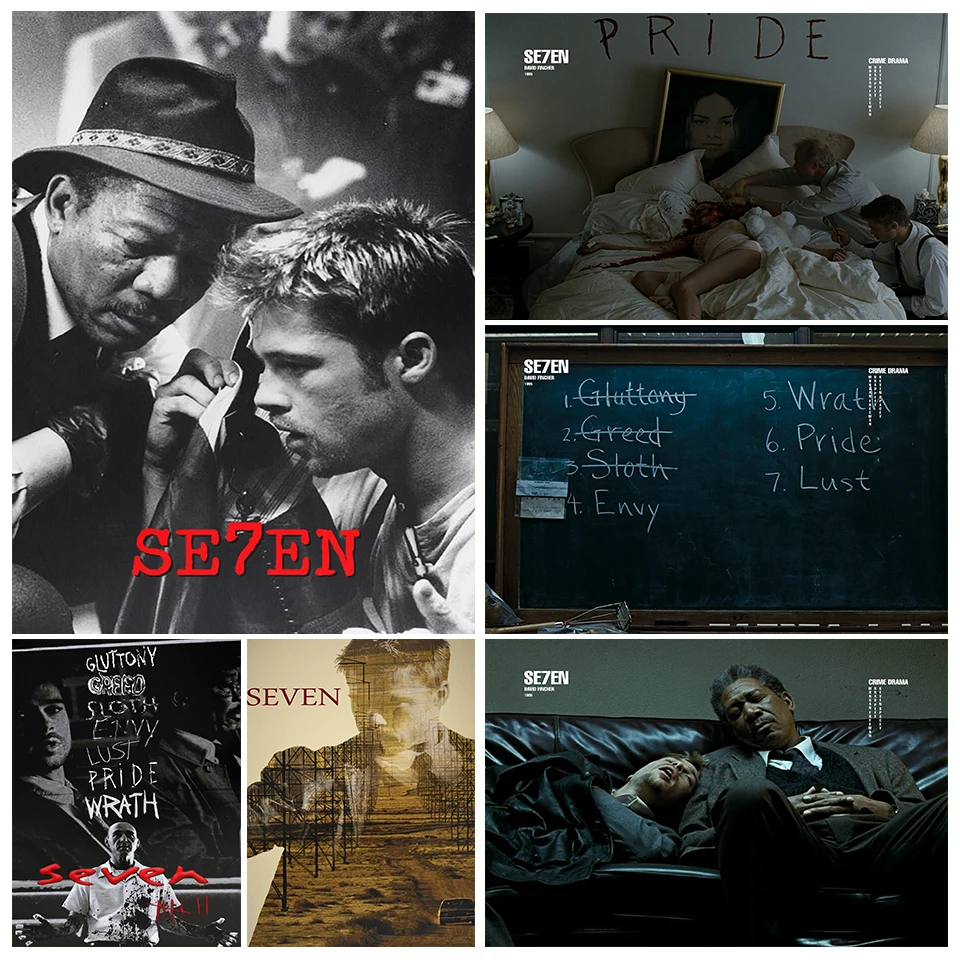 Ретро криминальный триллер, экшн-фильмы Se7en, постеры, серийное убийство, чехол, принты, холст, настенные панно, домашний декор для гостиной