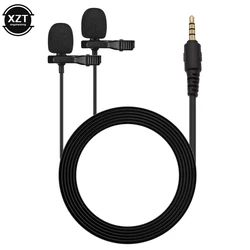 Professional Mini 3.5MM Jack Audio Double Lavalier Microphone For Laptop Computer Mobile Phone Live Broadcast Micro Karaoke 2M