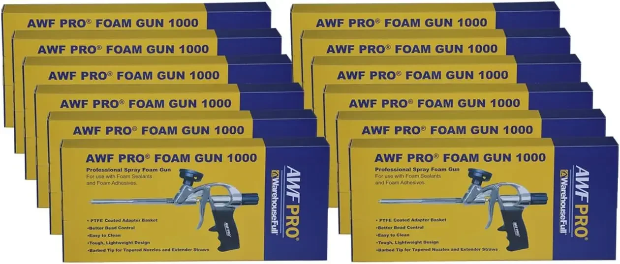 PRO Foam Gun - AWF 1000, PTFE Non Stick Coated Basket Spray Foam Gun. Ideal For Contractors & DIY. High Precision with Greater Y