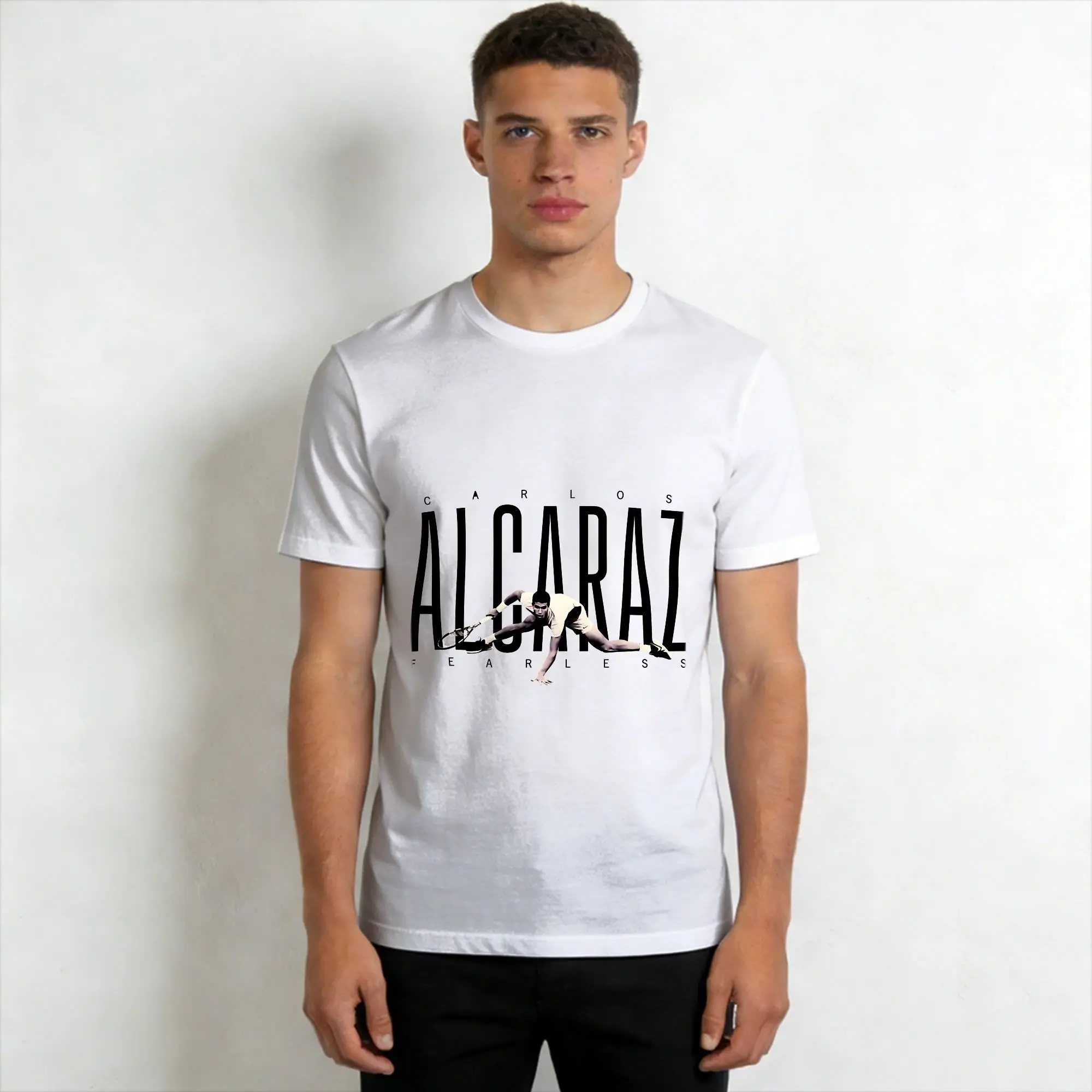 Carlos Alcaraz  Men T Shirt  Hipster Tee Shirt Short Sleeve Crew Neck T-Shirts Pure Cotton Plus Size Clothes