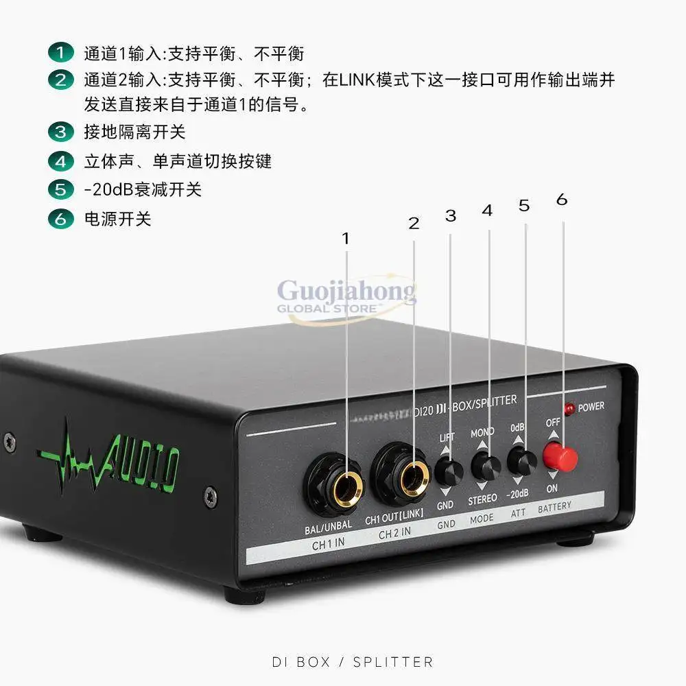 Hot Selling Bass Guitar Passive DI Box, Instrument Sensor DI Box, Impedance Transformation DI Effect, Audio Isolator