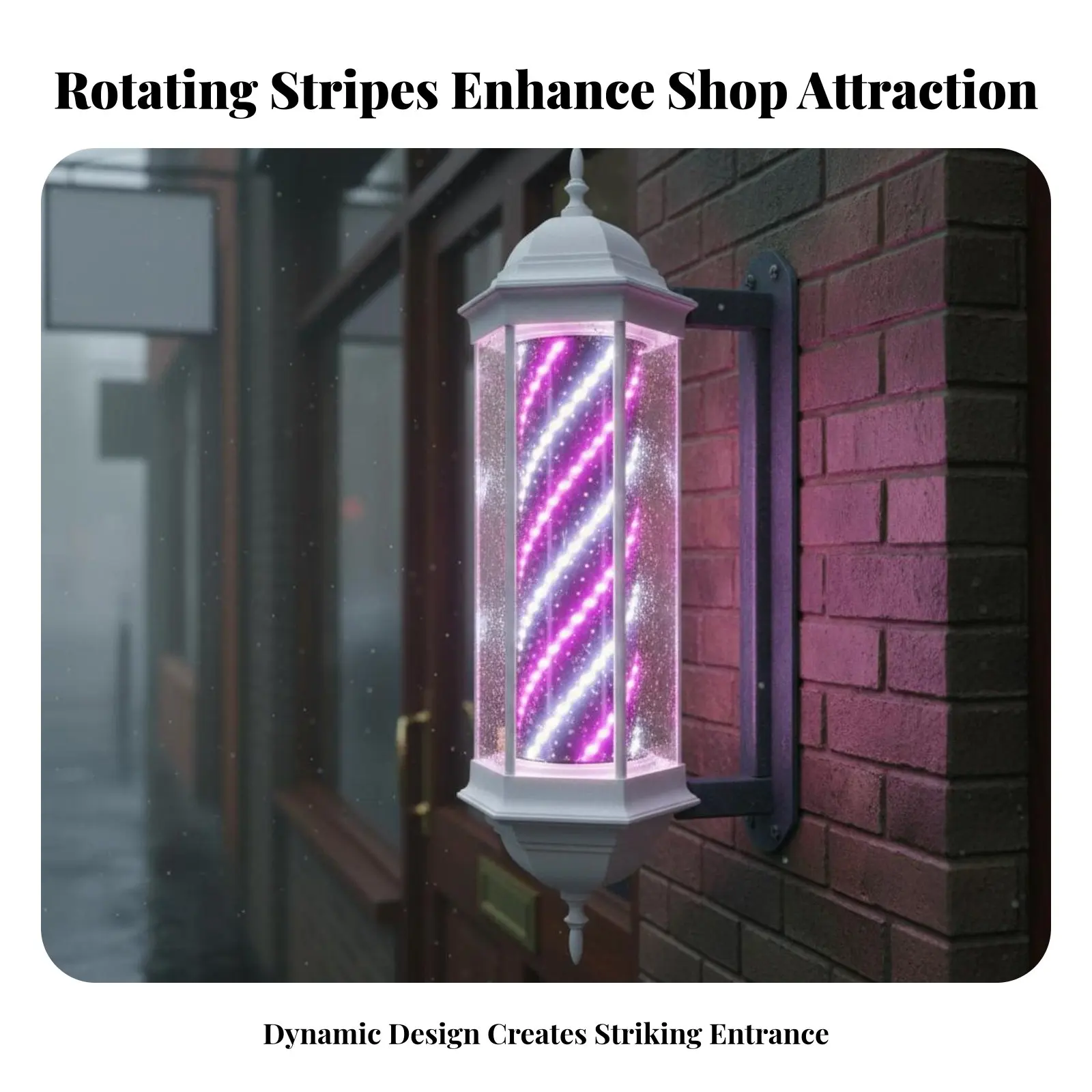

Illuminated Haircut Pole Lamp Sturdy Haircut Pole Wall Mounted Salon Lamp Energy Saving Weatherproof for Storefront