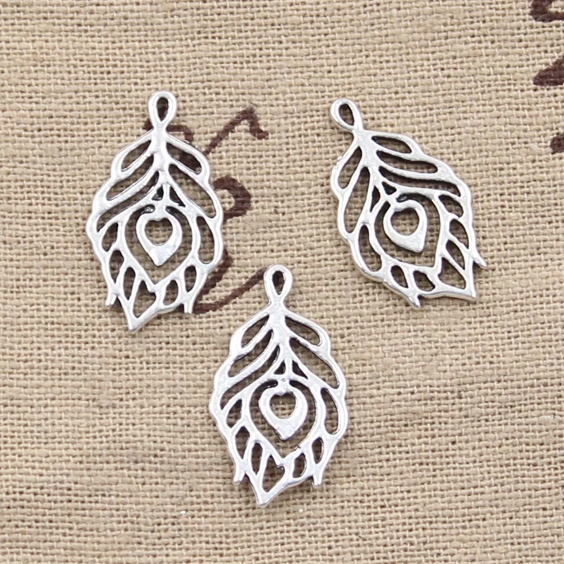 30pcs Charms Hollow Tree Leaf 22x13mm Antique Silver Color Plated Pendants Making DIY Handmade Tibetan Silver Color Jewelry