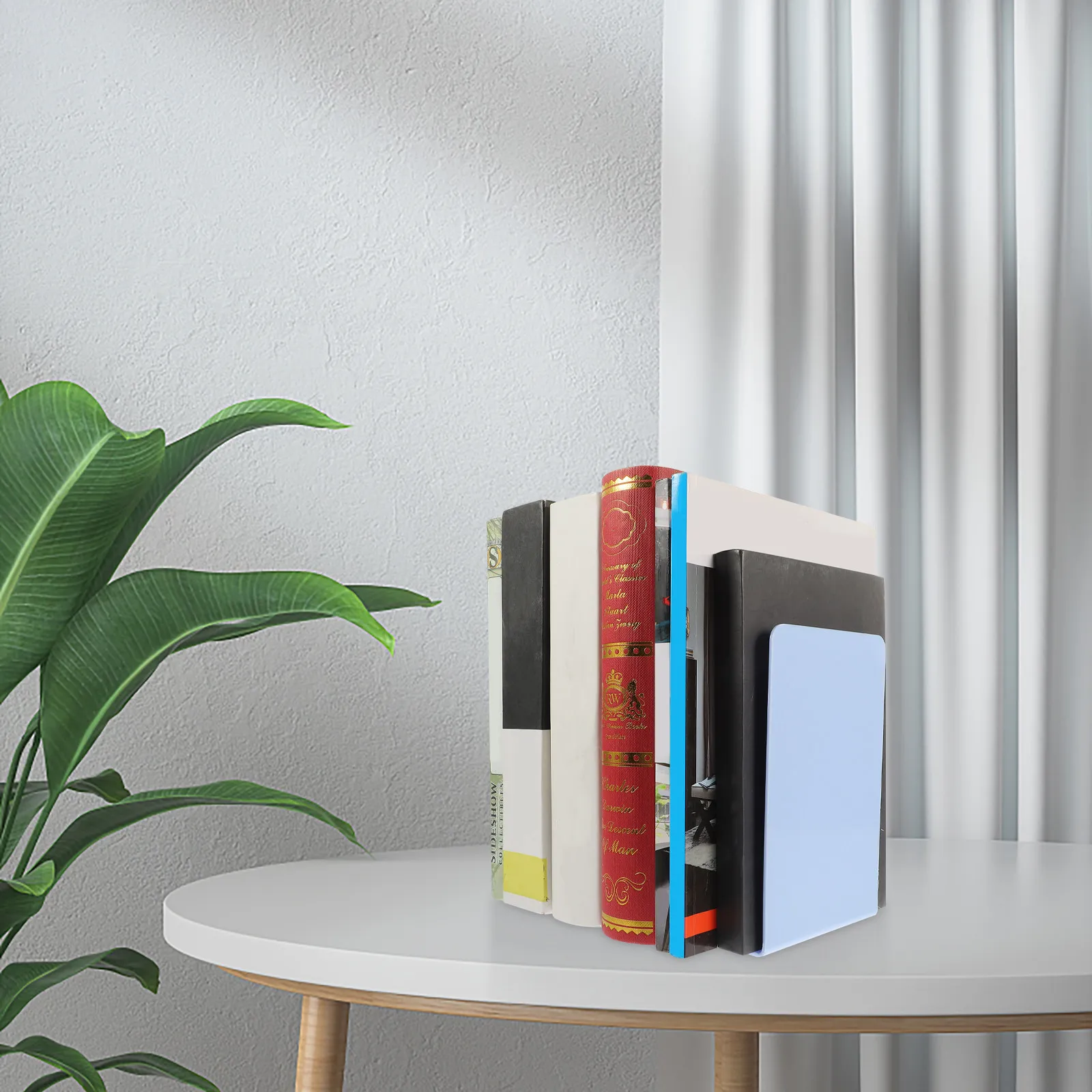 2Pcs Bookends PP Material Stylish Minimalist Desktop File Organizer Office Home Decorative Reading Holder Bookends