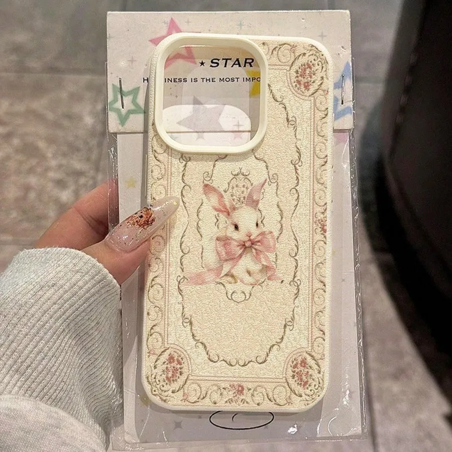 Różowe etui na telefon z wzorem króliczka i kokardki do Samsung Galaxy A16 A15 A14 A13 A26 A25 A36 A56 S26 S25…