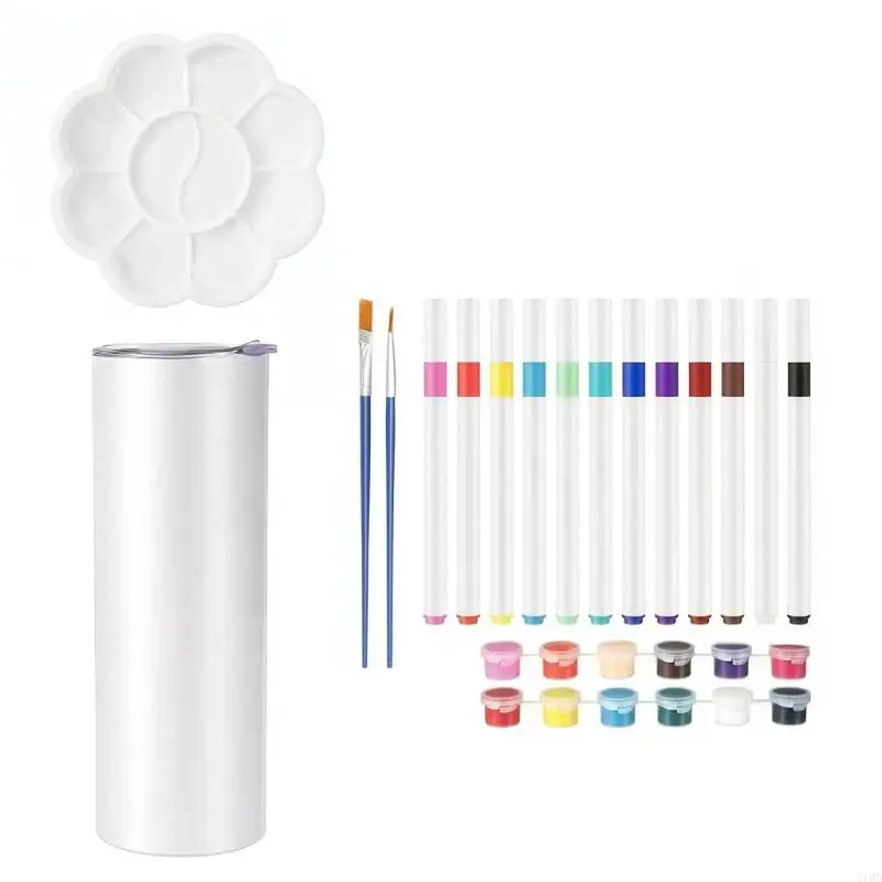 

Creative Ceramic Mug Painting Set Include Acrylic Paint Art Marker Brush for Adults Kids Fun Activity and Birthday Gift